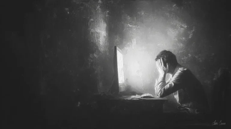A man facing his inner struggle – trading psychology concept